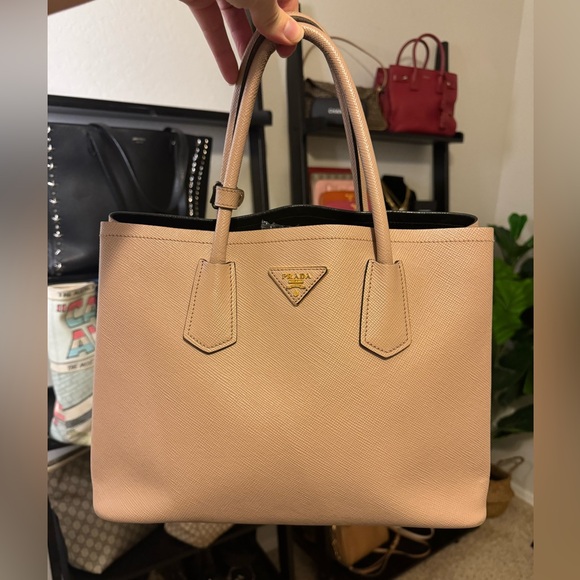 PRADA double cuir saffiano leather medium tote - Picture 1 of 14